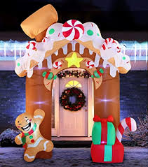 Shop target for indoor christmas decorations for festive style at the perfect price. Amazon Com Joiedomi Christmas Inflatable Gingerbread House Archway 10 Ft With Built In Leds Blow Up Inflatables For Christmas Party Indoor Outdoor Yard Garden Lawn Decor Holiday Season Decorations Garden Outdoor