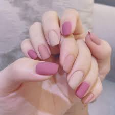 Pointy pink, purple, or black acrylic nails. Amazon Com Tgirls Square Press On Nails Short Pink Fake Nails Matte Full Cover Nails Ombre Faise Nails Acrylic Nails For Women And Girls 24pcs Beauty
