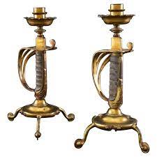 5 out of 5 stars. Victorian British Army Sword Hilt Candlesticks With Royal Monogram Circa 1905 For Sale At 1stdibs