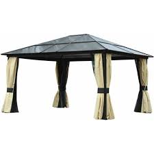 Geschützte wohlfühloase im eigenen garten. Outsunny Pavillon Garten Luxus 4 3 X 3 6 M Braun Schwarz Braun Schwarz Beige