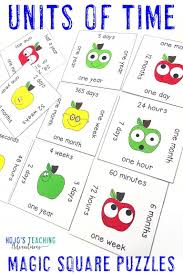 These Units Of Time Magic Square Puzzles Are Great For Second Third Fourth Grade Homeschool C In 2020 Teaching Classroom Management Unit Of Time Math Center Games