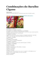 Combinacoes Do Baralho Cigano 2 Pdf Chacra Taro