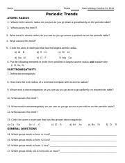 Chem4kids com matter states of matter. Periodic Trends Worksheet Name Period Date Monday Periodic Trends Atomic Radius 1 What Trend In Atomic Radius Do You See As You Go Down A Group Family Course Hero