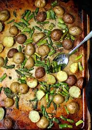 Garlicky Roasted Asparagus And Potatoes Recipe Roasted Asparagus And Potatoes Asparagus Recipes Baked Asparagus Recipes Roasted