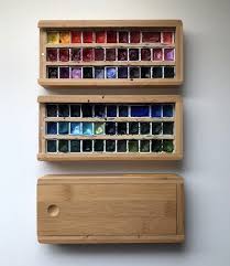 Bamboo Watercolor Paint Box Art Supply Box Art Supplies Drawing Painted Boxes