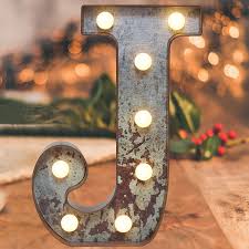 However, this version has a thinner outline. Amazon Com Vintage Marquee Light Up Letters Metal Effect Lighted Letters Battery Powered Illumination Alphabet Letter Sign For Cafe Wedding Birthday Party Christmas Lamp Home Bar Initials Decor Rust Letter J Tools