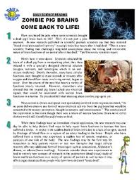 Daily Science 65 Zombie Pig Brains Return To Life Article Questions Key