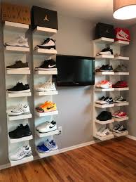 Diy Shoe Display Using Ikea Lack Shelves Sneakerhead Room Room Ideas Bedroom Hypebeast Room