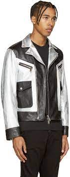 Dsquared2 Black Silver Leather Kiodo Biker Jacket Biker Jacket Jackets Dsquared2