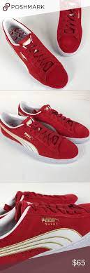 Puma Varsity Suede Lace Up Sneakers Ribbon Red Red Puma Shoes Suede Lace Sneakers