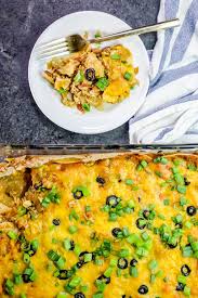 To make this easy enchilada bake, you simply layer the ingredients in a baking dish, bake, and serve. Easy Chicken Enchilada Pie Bake Green Chile Cheesy Layered Enchilada Pie Casserole