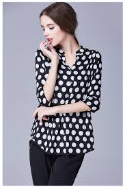 Black And White Polka Dot Shirt Womens White Polka Dot Print Black Silk Shirt Fashion Tops Clothes Women Fashion Black Silk Shirt Fashion Clothes Women
