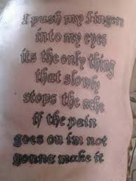 Dave hanratty of drowned in sound said the song was a lumbering mix of balladry and stadium metal 10 while mike lawrence of metal descent heavily panned the song by accusing slipknot of being arrogant in the track. 11 Slipknot Lyrics Tattoo