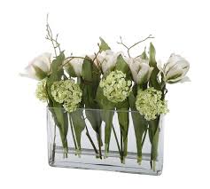 Square glass vase arrangements glass vase flower arrangements love the giant martini glass with flower arrangement glass block floral arrangements. Faux Tulip Arrangement In Square Glass Vase Artificial Flowers Pottery Barn
