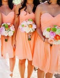 Bridesmaid Dresses Light Orange Knee Length Strapless Taffeta Coral Bridesmaid Dresses Peach Bridesmaid Dresses Short Orange Bridesmaid Dresses