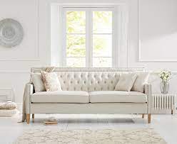Chatsworth Chesterfield Ivory Fabric 3 Seater Sofa Seater Sofa Three Seater Sofa Grey Fabric Sofa