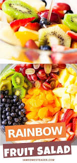 Rainbow Fruit Salad With Honey Lime Dressing Recipe Fruit Salad Fresh Fruit Recipes Easy Homemade Recipes