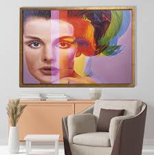 Buntes Abstraktes Frauen Porträt, Gossip Girl Leinwand Poster, Multicolor  Gesicht Kunstdruck, Moderne Multicolor Leinwand mit Rahmen, Feminine  Wanddekoration