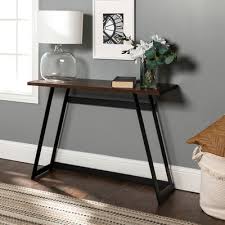 Rustic Metal Wrap Dark Walnut Console Table Console Table Long Sofa Table Black Entry Table