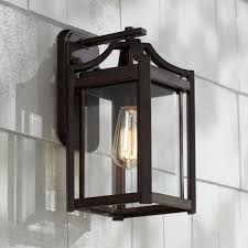 Franklin Iron Works Rustic Farmhouse Outdoor Wall Light Fixture Bronze 12 1 2 Clear Beveled Glass Panel For Exterior House Porch Walmart Com Walmart Com