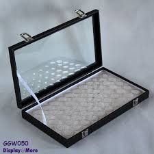 Opal Case Gemstone Box Glass Lid 50 Gem Jars Black Or White