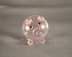 Global Village Glass Studios Glass Miniature Figurine Animal F259 Mini Pink Pig Figurines Glass Miniature Figurines