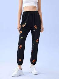 Sunflower Graphic Sweatpants Romwe