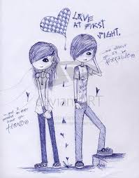 Emo Love At First Sight By Amarenna On Deviantart Emo Love Love Drawings Emo Art