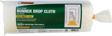 Go to drop cloths & plastic sheeting. Buy 3m Scotch Pre Taped Painter S Plastic Drop Cloth Clear