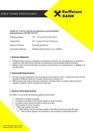 Raiffeisen bank international ag, austrija. Ftesa Pa R Tender Raiffeisen Bank Kosovo Jsc