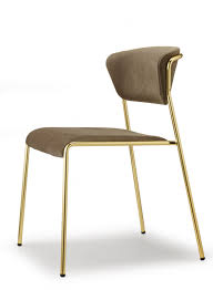 Der stuhl ist in 3 verschiedenen farben aus metallrahmen und kissen erhältlich. Design Stuhl Gold Stuhl Stapelbar Konferenzstuhl Braun Besucherstuhl Essstuhl