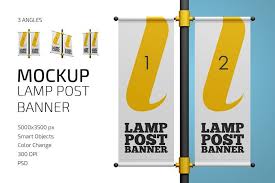 Lamp Post Banner Mockup Set Counrty4k In 2020 Outdoor Advertising Mockup Lamp Post Outdoor Advertising