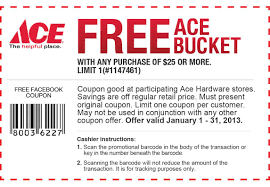 Free 5 Gallon Plastic Ace Hardware Bucket With Any 25 Purchase Just Print Your Coupon Out And Head Over Free Printable Coupons Printable Coupons Ace Hardware