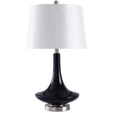 Stylecraft 26 In Navy Blue Table Lamp With White Hardback Fabric Shade L22244ds The Home Depot Table Lamp Lamp Steel Lamp Shade