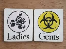 Restroom Signs His And Hers Ladies And Gents By Arkwooduk On Etsy 15 00 Bathroom Signs Restroom Sign Toilet Signage