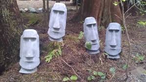 Easter Island Heads Made From A Concrete Mold Easter Island Heads Head Planters Cement Garden