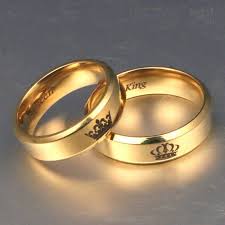 Gold Colour King And Queen Stainless Steel Crown Couple Rings Gold Rings For Couples Lovers Love Promise Rings For Men Women Engagement Rings Couple Couple Rings Gold Rings For Men
