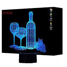 3d Red Wine Glass Red Wine Night Light Illusion Lamp 7 Color Change Led Touch Usb Table Gift Kids Toys Decor Color Changing Led Wine Night Valentine Day Cards