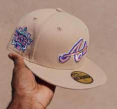 The front of the hat has the california angels throwback logo embroidered in high density stitching in yellow, metallic gold, orange, brown and opaque. New Era 59fifty Caps Snapbacks Team Hats Hat Club