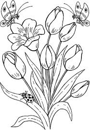 Drawing Butterfly Flowers Tulips Coloring Page Printable Flower Coloring Pages Flower Coloring Pages Flower Coloring Sheets