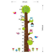 Cute Owl Tree Animals Height Chart Wall Stickers