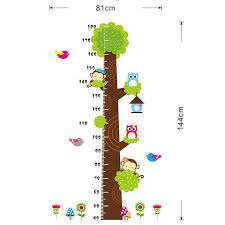 cute owl tree animals height chart wall stickers