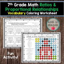 Teaching and learning resources for common core grade 7, ratios and proportional relationships, number systems, expressions and equations, geometry related topics: 7th Grade Math Ratios Proportional Relationships Vocabulary Coloring Math In Demand