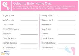 Print out this list of a through z letters, print one copy for each guest. Baby Shower Celebrity Baby Quiz Printable Bub Hub