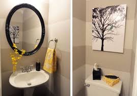 Grey And Yellow Powder Room Half Bathroom Decor Half Bath Decor Yellow Bathrooms