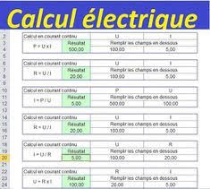 Calcul Electrique Avec Excel In 2020 Electricity Electrical Projects Basic Electrical Wiring
