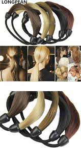 Girls Black Synthetic Hair Ponytail Holders Plaits Headwear Stretch Rubber Band Braid Hair Ring Rope For Women D Hair Rings Ponytail Hairstyles Synthetic Hair