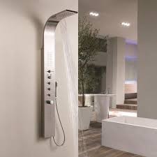 Thermostatic Shower Panel With Waterfall Head Shower Panels Shower Tower Bathroom Shower Panels