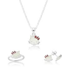 Gumus Hello Kitty Cocuk Set Gumus Kolyeler Hello Kitty
