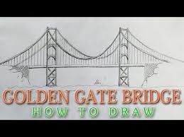 How To Draw The Golden Gate Bridge Easy San Francisco Landmark Golden Gate Bridge Painting Golden Gate Bridge Drawing Golden Gate Bridge